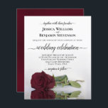 Reflecting Burgundy Rose BUDGET Wedding Invite<br><div class="desc">This wedding invitation is classy, elegant, and beautiful, while still being budget friendly and affordable. It features a simple romantic design with a single long-stemmed burgundy, maroon, or wine-red coloured rose reflecting in a pool of water with waves and ripples. The typography includes classy script calligraphy with swashes, tails, and...</div>