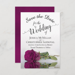 Reflecting Cassis Purple Rose Romantic Wedding Save The Date