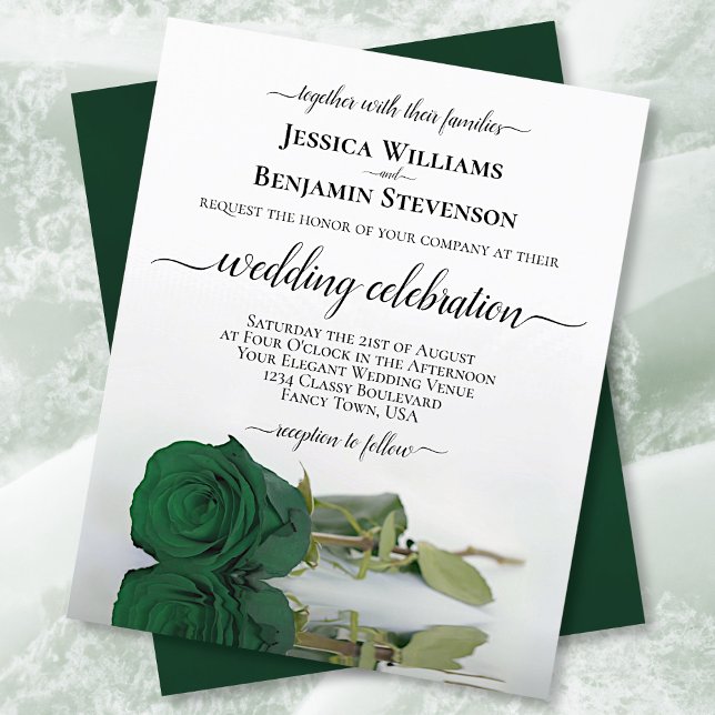 Reflecting Emerald Rose BUDGET Wedding Invite (Creator Uploaded)