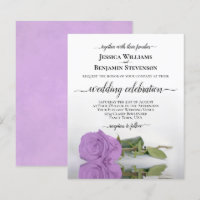 Reflecting Lilac Purple Rose BUDGET Wedding Invite