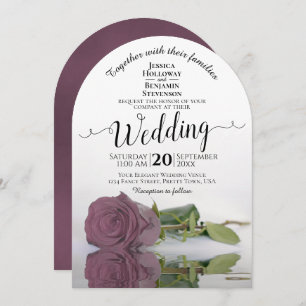 Reflecting Mauve Pink Rose Elegant Wedding Invitation