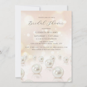 Reflecting Pearls Cream Bridal Shower Invitation