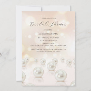 Reflecting Pearls Cream Bridal Shower Invitation