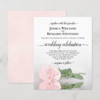 Reflecting Pink Rose BUDGET Wedding Invitation