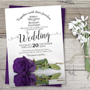 Reflecting Purple Rose Elegant Romantic Wedding Invitation