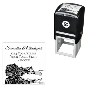 Reflecting Rose Elegant Wedding Return Address Self-inking Stamp