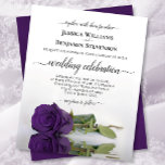 Reflecting Royal Purple Rose BUDGET Wedding Invite<br><div class="desc">This wedding invitation is classy, elegant, and beautiful, while still being budget friendly and affordable. It features a simple romantic design with a single long-stemmed deep royal purple coloured rose reflecting in a pool of water with waves and ripples. The typography includes classy script calligraphy with swashes, tails, and flourishes....</div>
