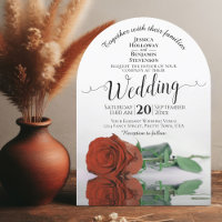 Reflecting Rust Orange Rose Elegant Arch Wedding