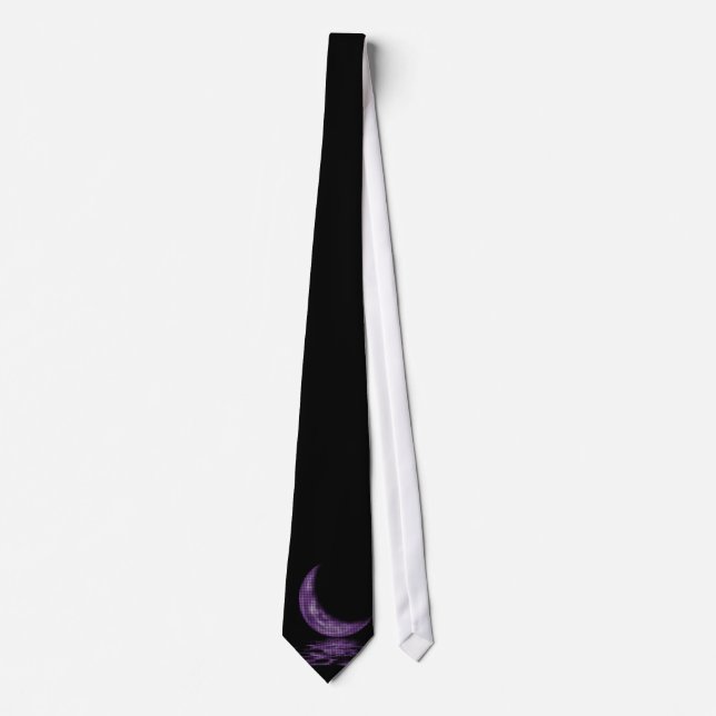 Reflection Crescent Moon On Lake Purple Tie (Front)