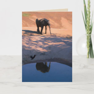 Reflection Elephant in Water Blank Greeting Card