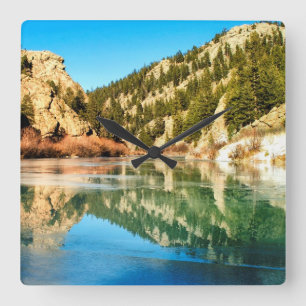 Reflection in Elevenmile Canyon Square Wall Clock