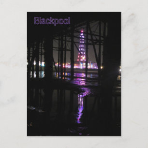 Reflection In Water of Blackpool Tower, Postcard
