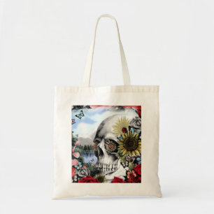 Reflection, landscape skull. tote bag