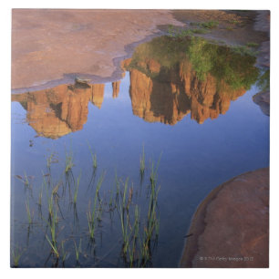 Reflection of Cathedral Rock , Sedona , Arizona Tile