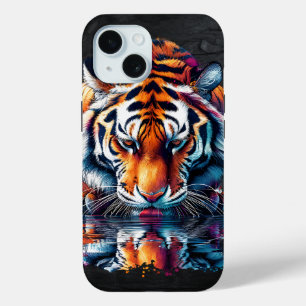 Reflection of Tiger Drinking Water iPhone 15 Case