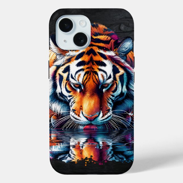Reflection of Tiger Drinking Water Case-Mate iPhone Case (Back)