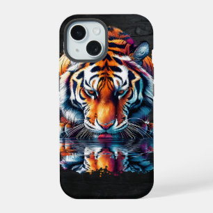 Reflection of Tiger Drinking Water iPhone 15 Case