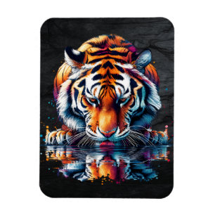Reflection of Tiger Drinking Water Magnet