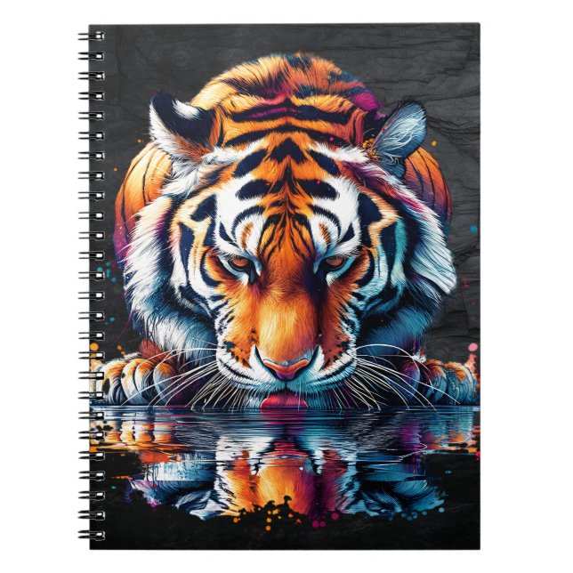Reflection of Tiger Drinking Water Notebook (Front)