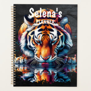 Reflection of Tiger Drinking Water Personalised Planner