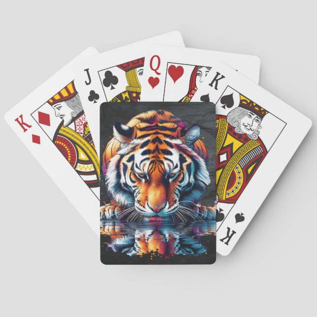 Reflection of Tiger Drinking Water Playing Cards (Back)