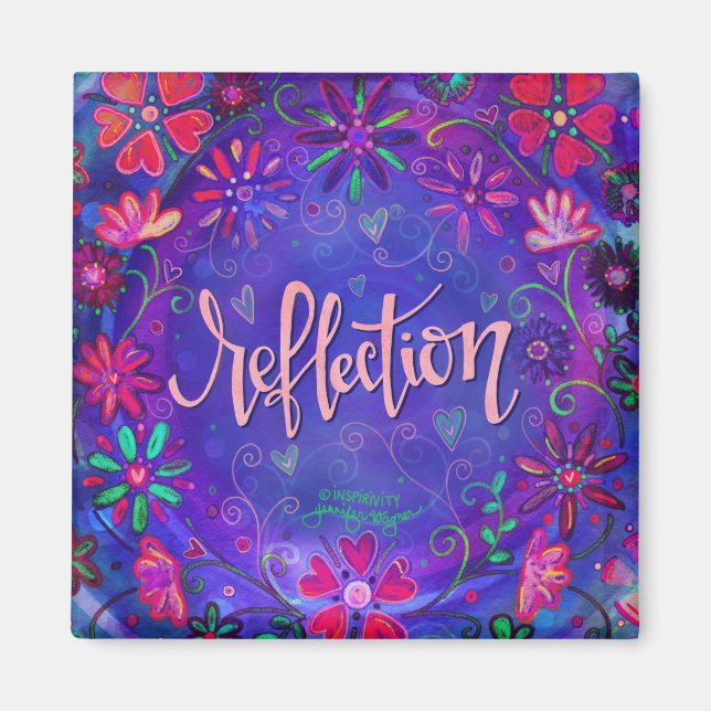 Reflection Purple Pretty Floral Trendy Inspiring Magnet (Front)
