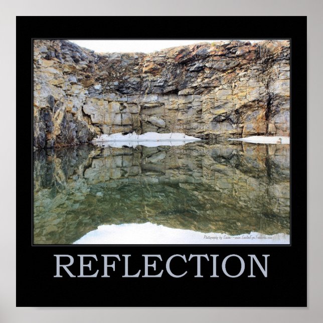 Reflection Rock Cliff In Water Inspirational Poster (Front)