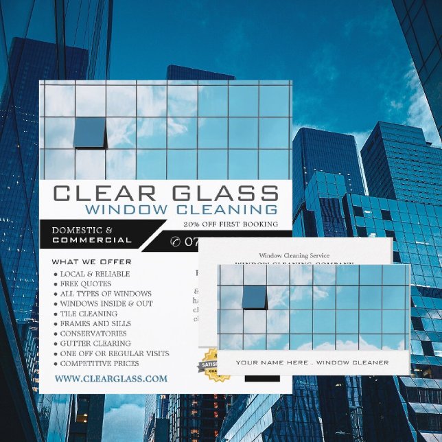 Reflection, Window Cleaner, Cleaning Service Business Card (Creator Uploaded)
