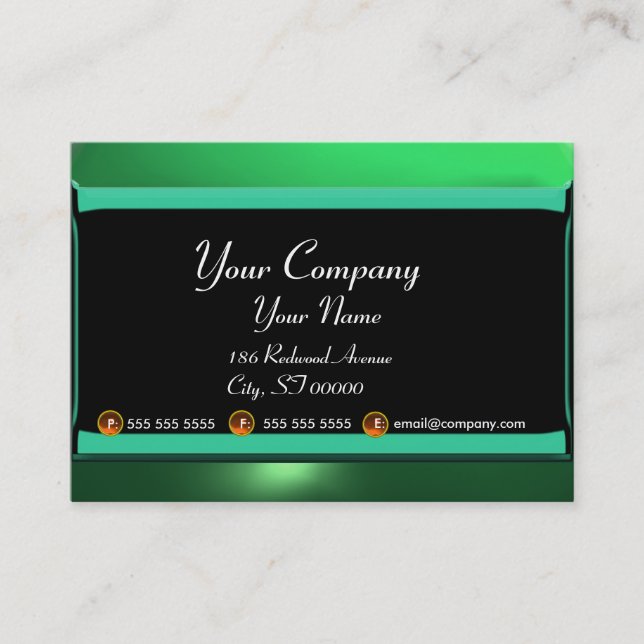 REFLECTIONS 2 JADE monogram white black green Business Card (Front)