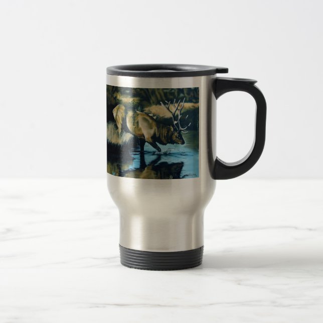 'Reflections' Bull Elk in Water Travel Mug (Right)