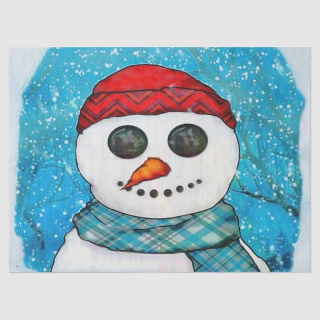 Reflections Christmas Snowman Folk Art LARGE BAGS Tissue Paper (Front)