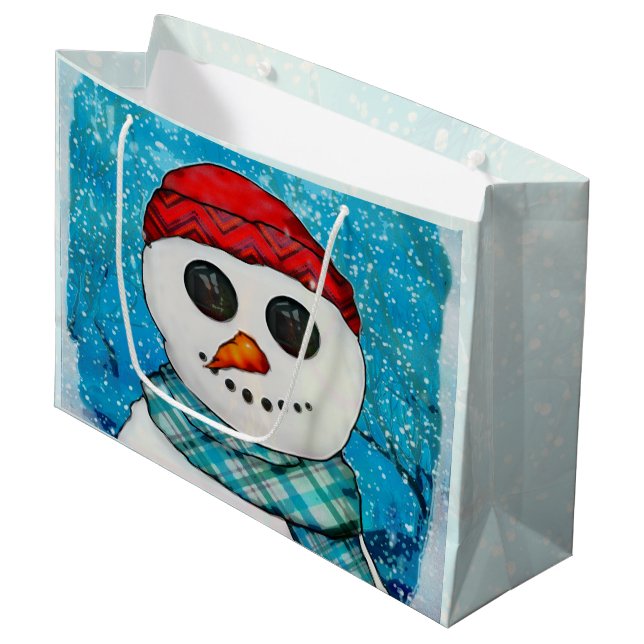 Reflections Christmas Snowman WIDE ONLY Large Gift Bag (Front Angled)