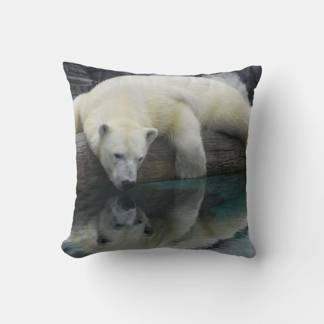 Reflections of a White Polar Bear Cushion (Front)