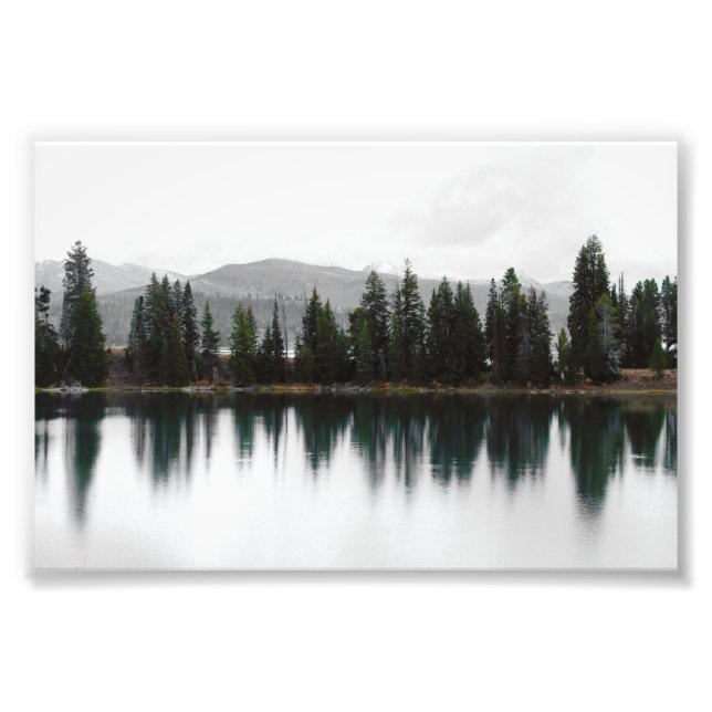 Reflections Of Evergreens On Mountain Lake  Photo Print (Front)