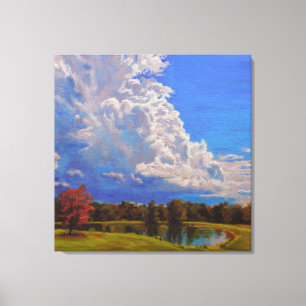 Reflections of Fall on the Farm Pond Canvas Print