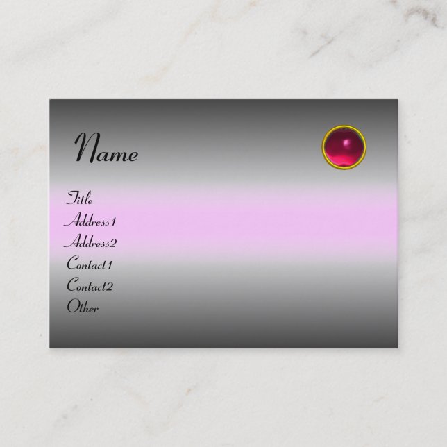 REFLECTIONS RUBY MONOGRAM, grey white pink Business Card (Front)