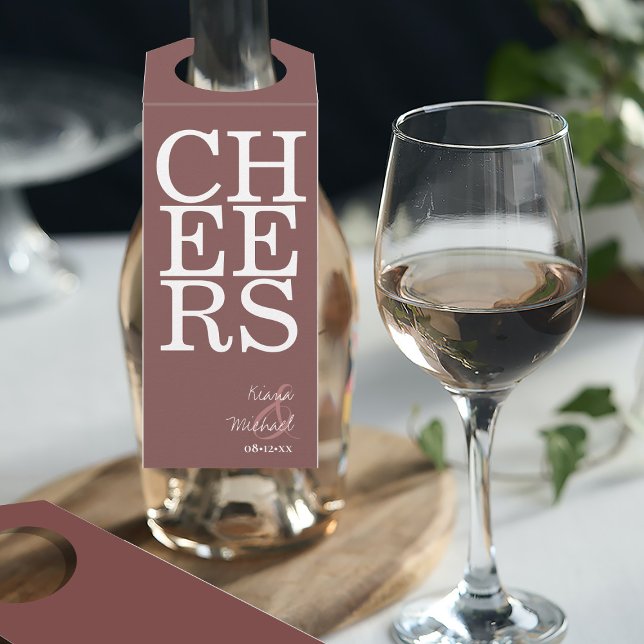 Reflections Wedding Cheers Cinnamon Rose ID774 Bottle Tag (Front/Back In Situ)