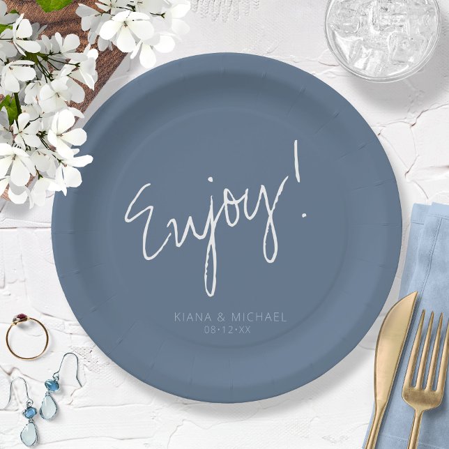 Reflections Wedding Cheers Dusty Blue ID774 Paper Plate (Creator Uploaded)