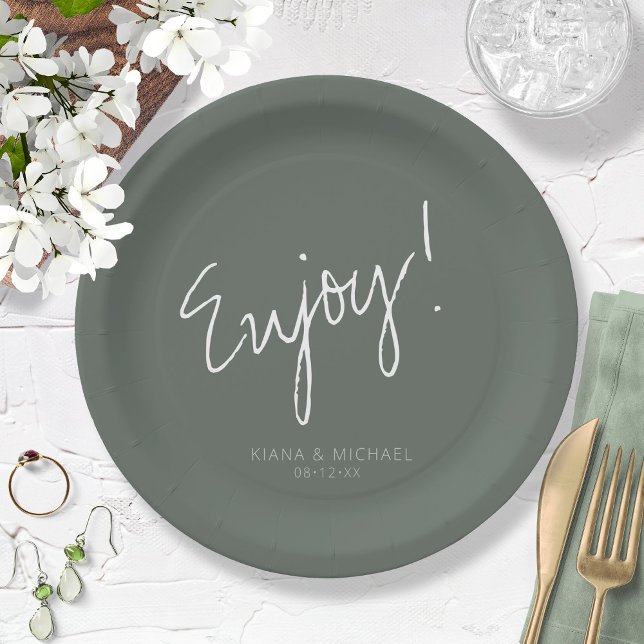 Reflections Wedding Cheers Sage Green ID774 Paper Plate (Creator Uploaded)