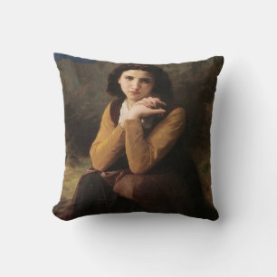 Reflective Beauty (Mignon Pensive) 1869 Bouguereau Cushion