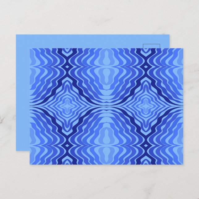 Reflective Blue Waves Modern Abstract Design Art Postcard (Front/Back)