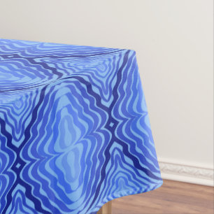 Reflective Blue Waves Modern Abstract Design Art Tablecloth