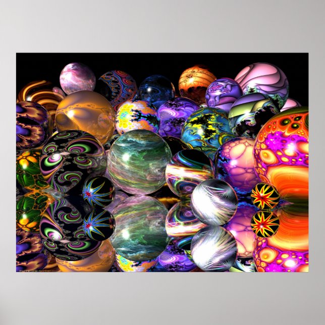 Reflective Fractal Spheres Poster (Front)