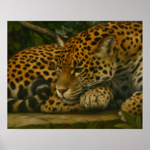 Reflective Jaguar – Serene Wildlife Art Print