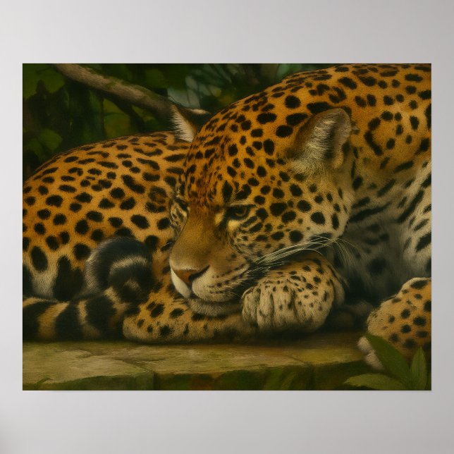 Reflective Jaguar – Serene Wildlife Art Print (Front)