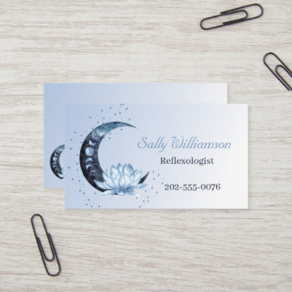 Reflexology Blue Lotus Flower Moon Business Card