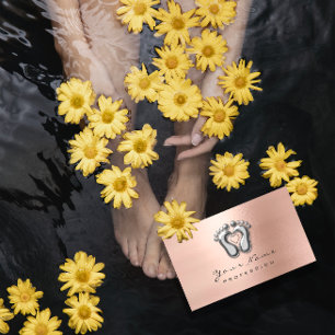 Reflexology Massage Therapist Silver Rose Blush Business Card