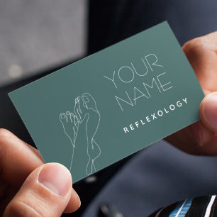 Reflexology Massage Therapy  Feet Line Art Olive   Business Card
