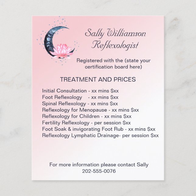 Reflexology Pink Lotus Flower Business Marketing Flyer (Front)
