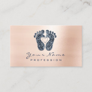Reflexology Rose Glitter Blue Navy Appointment Card